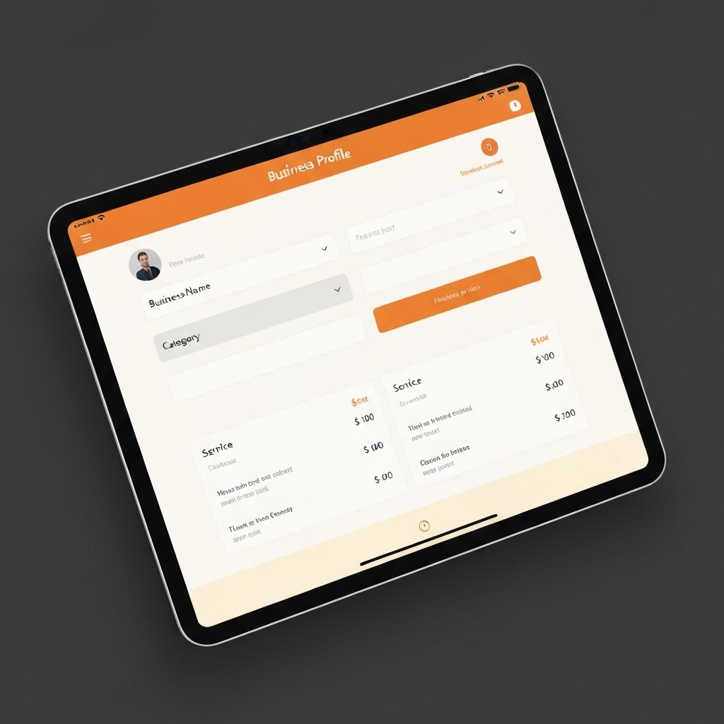 Интерфейс создания профиля бизнеса